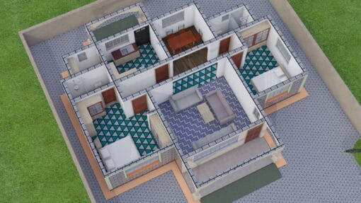 2 bedroom contemporary house plan design - ID 144 - Image 7