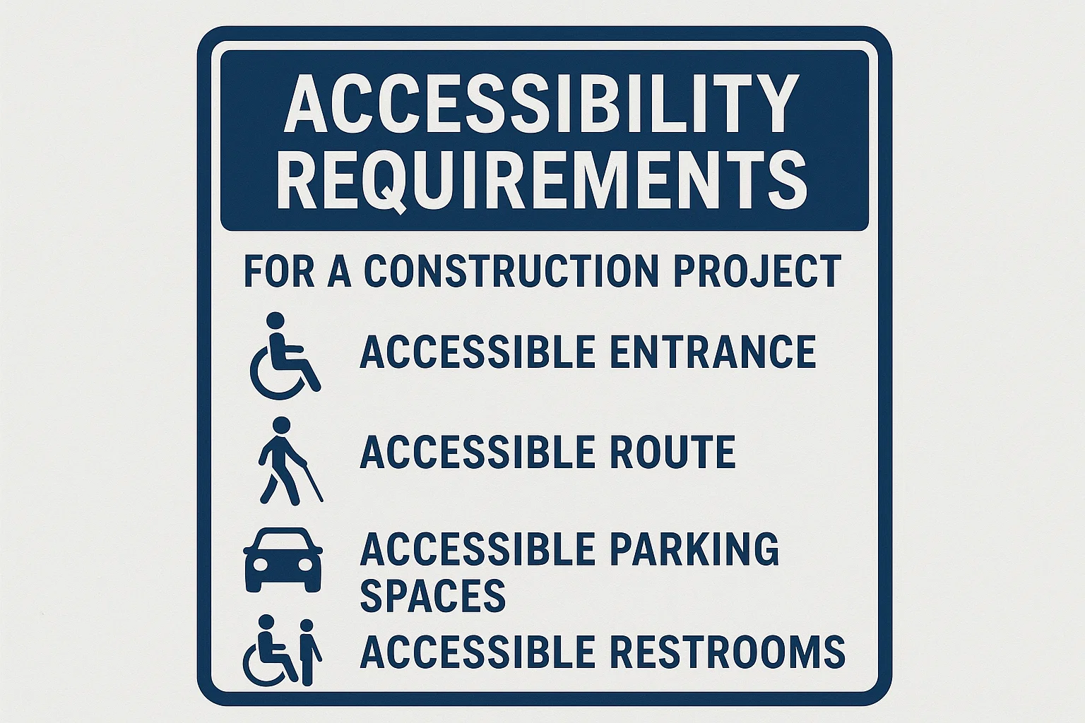 Accessibility requirements for a construction project.