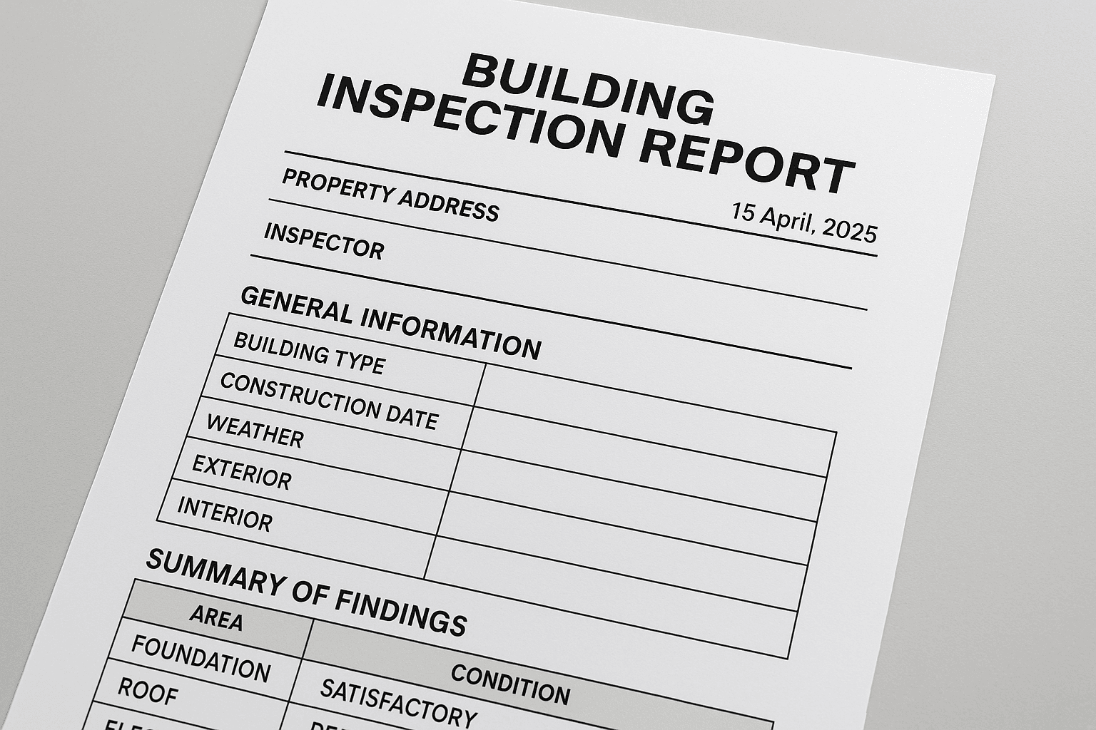 Building inspection report
