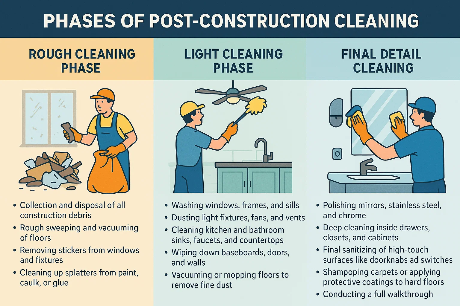 Phases of post-construction cleaning