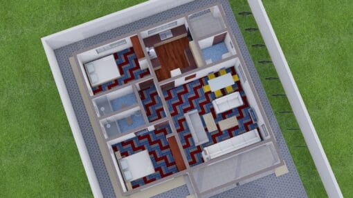 2 bedroom house 3D floor plan