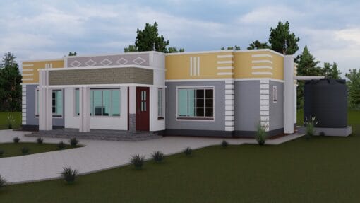 3 Bedroom Hidden Roof House Plan 2