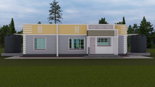 3 Bedroom Hidden Roof House Plan 4