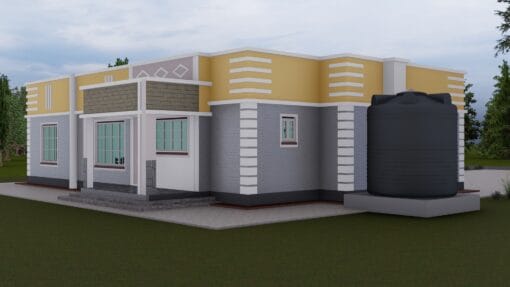 3 Bedroom Hidden Roof House Plan 5