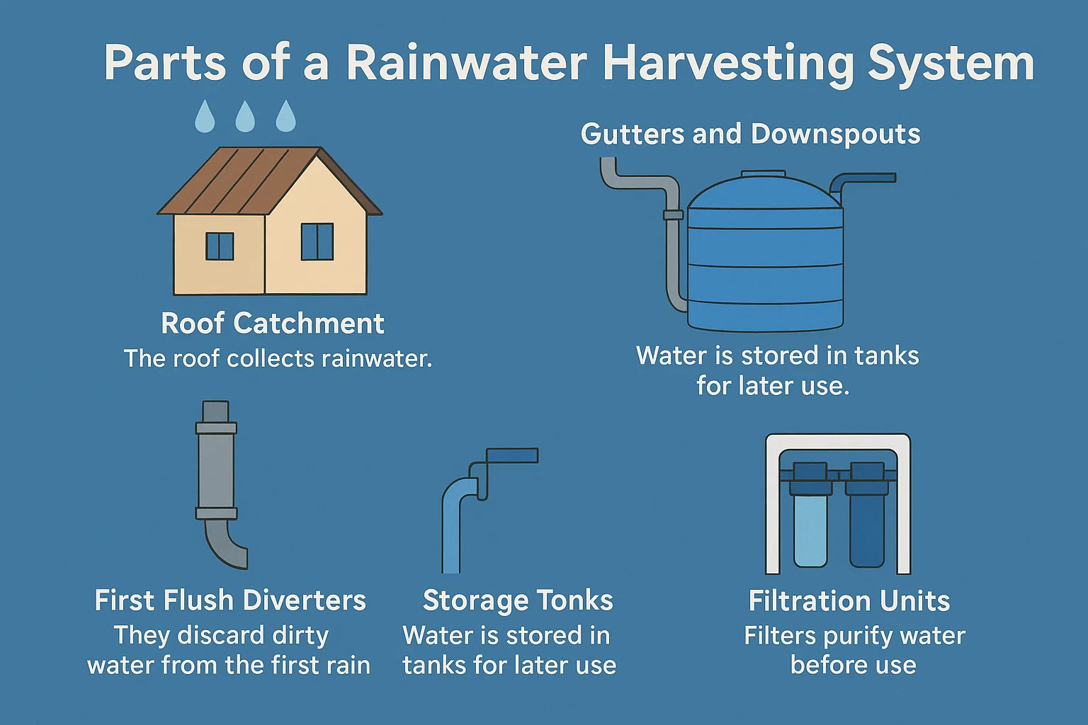 Parts of rainwater harvesting system